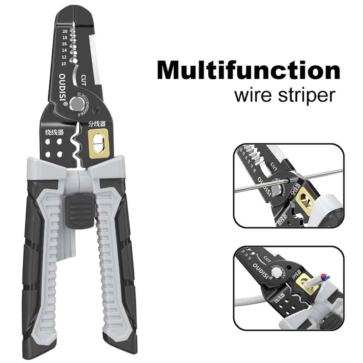 NJBLZQ Multifunctional Wire Stripping Pliers – Stainless Steel Wire Stripping Pliers Richie's Grey