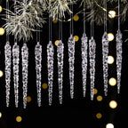 12pcs Clear Acrylic Icicle Christmas Tree Ornaments Set Christmas Ornaments Richie's White