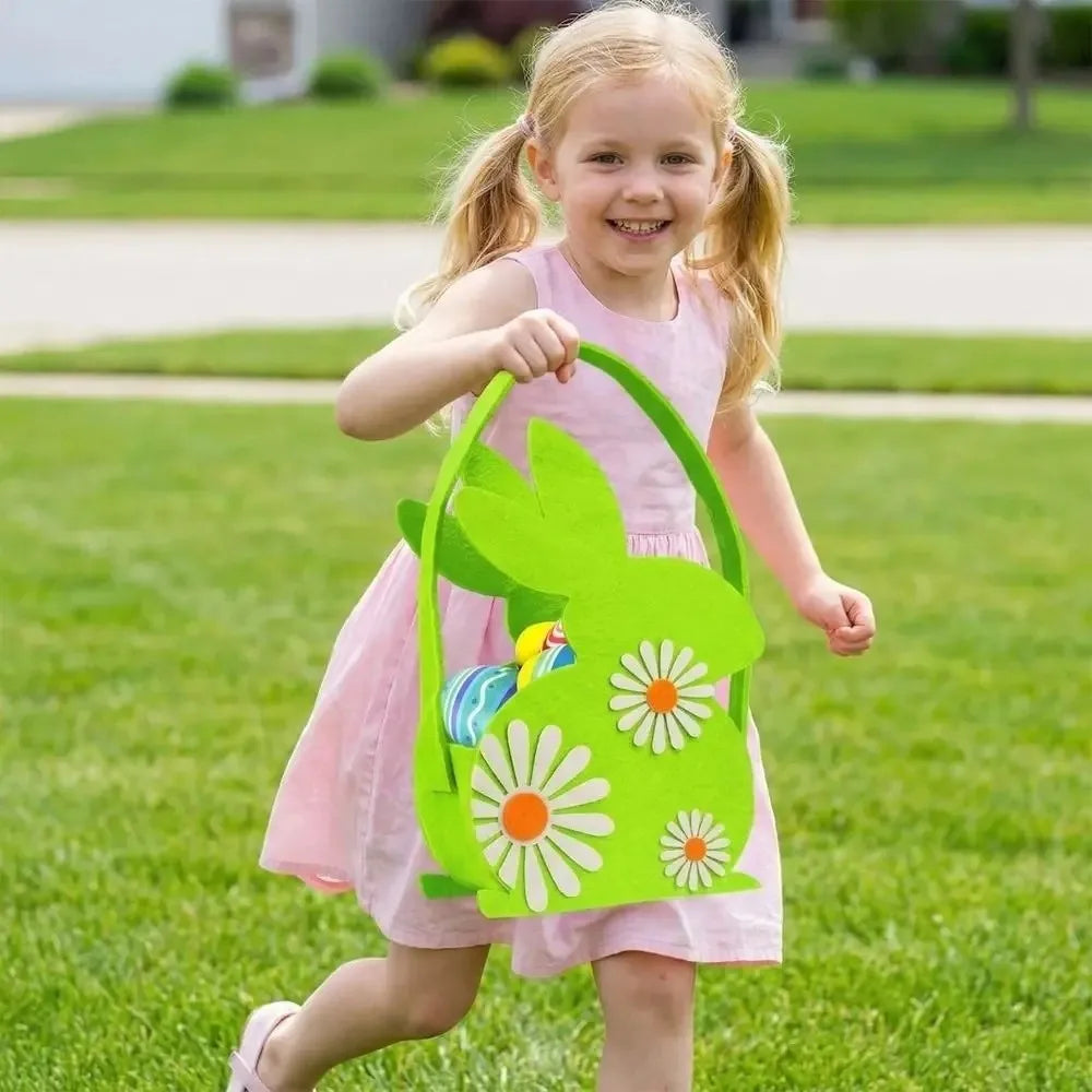 Felt Easter Bunny Candy Gift Bag with Handle | Party Basket Easter Gift Bag Richie's