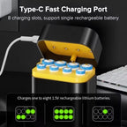 8-Slot Type-C Fast Battery Charger for AA AAA Lithium Batteries Battery Charger Richie's