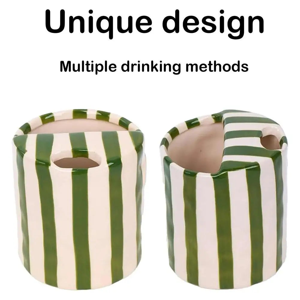 Minimalist Striped Ceramic Coffee Mug & Plate Set 300ml Ceramic Coffee Mug Richie's