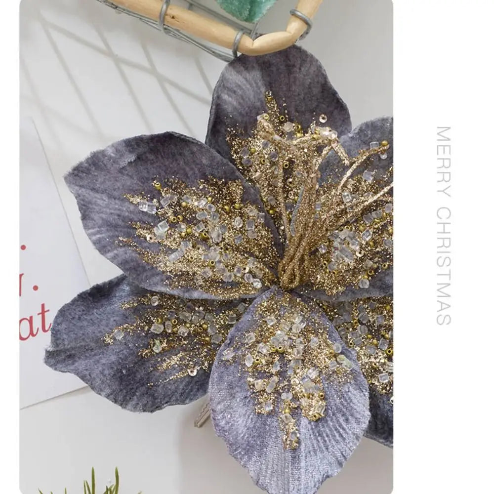19cm Artificial Poinsettia Glitter Flower | Christmas Décor Artificial Christmas Flower Richie's