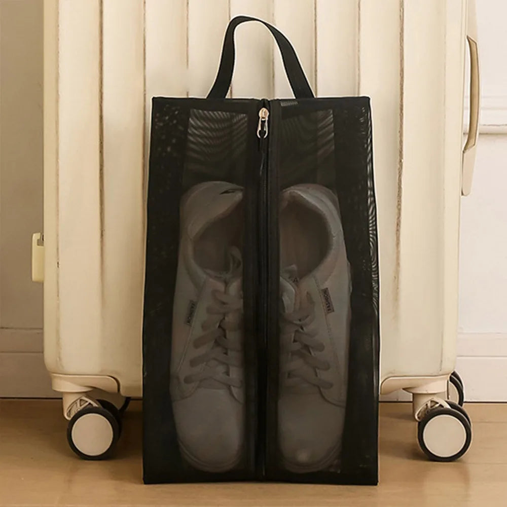 Portable Mesh Shoe Bag – Breathable Travel Shoe Organizer Shoe Storage Bag Richie's Large Black
