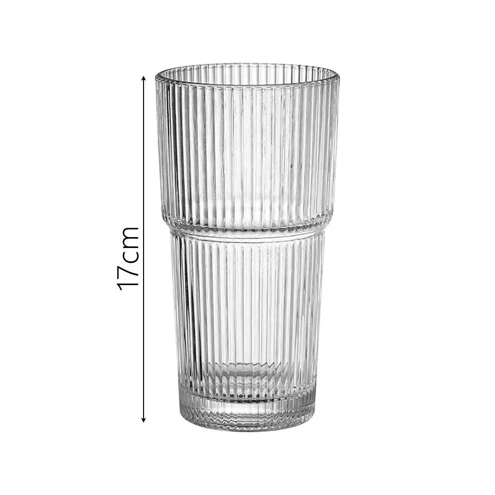 600ml Ribbed Glass Tumbler with Lid & Straw | Reusable Cup Glass Tumbler Set Richie's