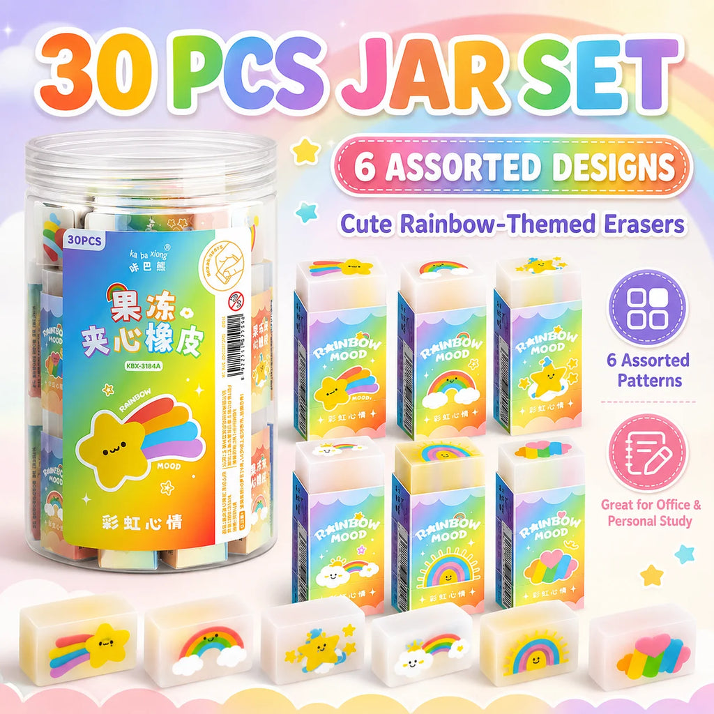 30 Pcs Cartoon Erasers – 6 Fun Designs for School & Parties Novelty Erasers Set Richie's Default Title