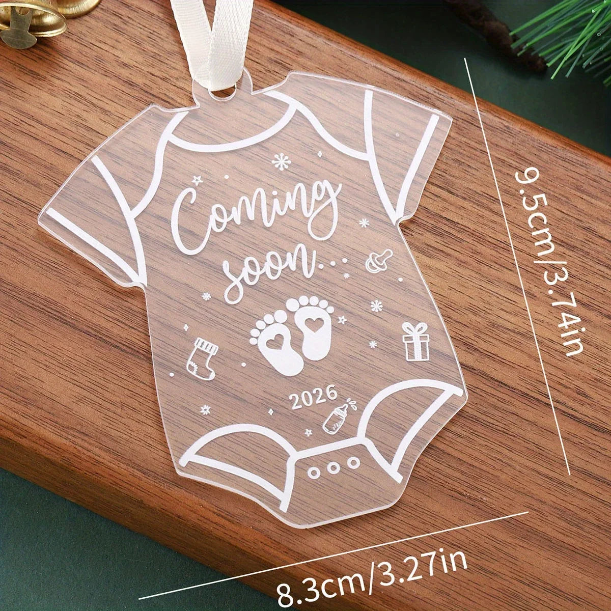 2026 Baby Announcement Christmas Ornament Set of 2 | Heart Decor Christmas Ornament Set Richie's 2pcs