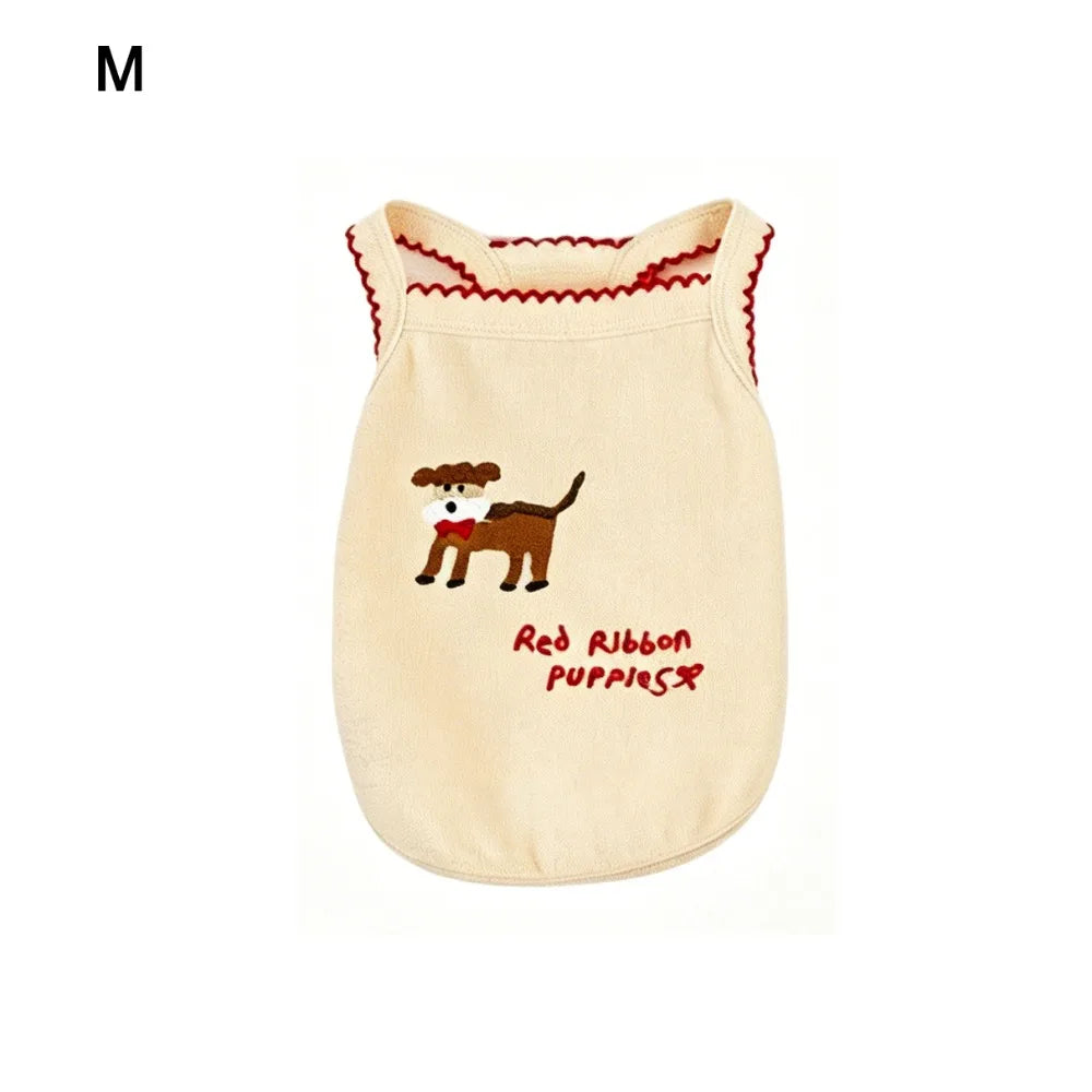 Cartoon Print Dog Vest – Breathable Pet Pullover S/M/L Pet Dog Vest Richie's Beige M