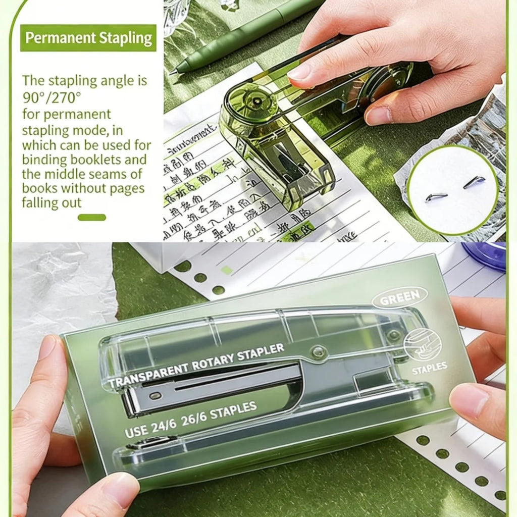 360° Rotatable Transparent Desktop Stapler, 25-Sheet Capacity Desktop Stapler Richie's