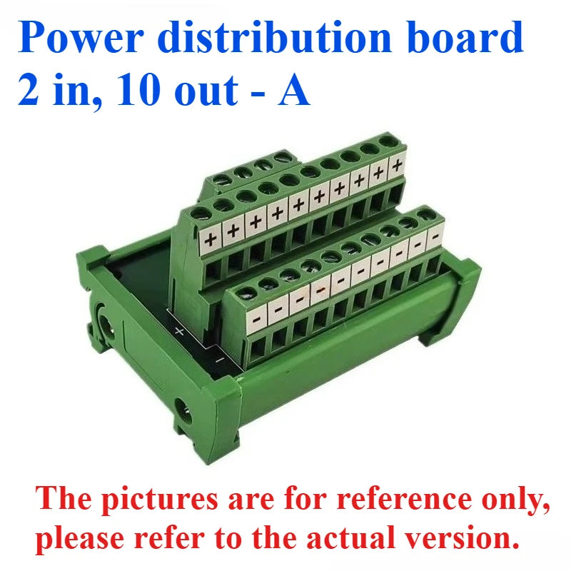 DIN Screw Terminal Block PCB Power Distribution Splitter Screw Terminal Block Richie's 2 in 10 out 1PCS