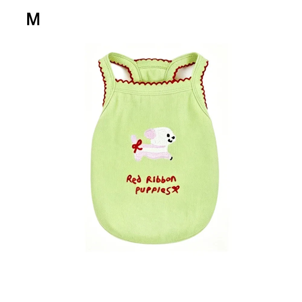 Cartoon Print Dog Vest – Breathable Pet Pullover S/M/L Pet Dog Vest Richie's Green M