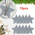 12pcs Christmas Star Felt Table Mats & Cutlery Bag Set Christmas Table Mats Richie's Grey 12pcs