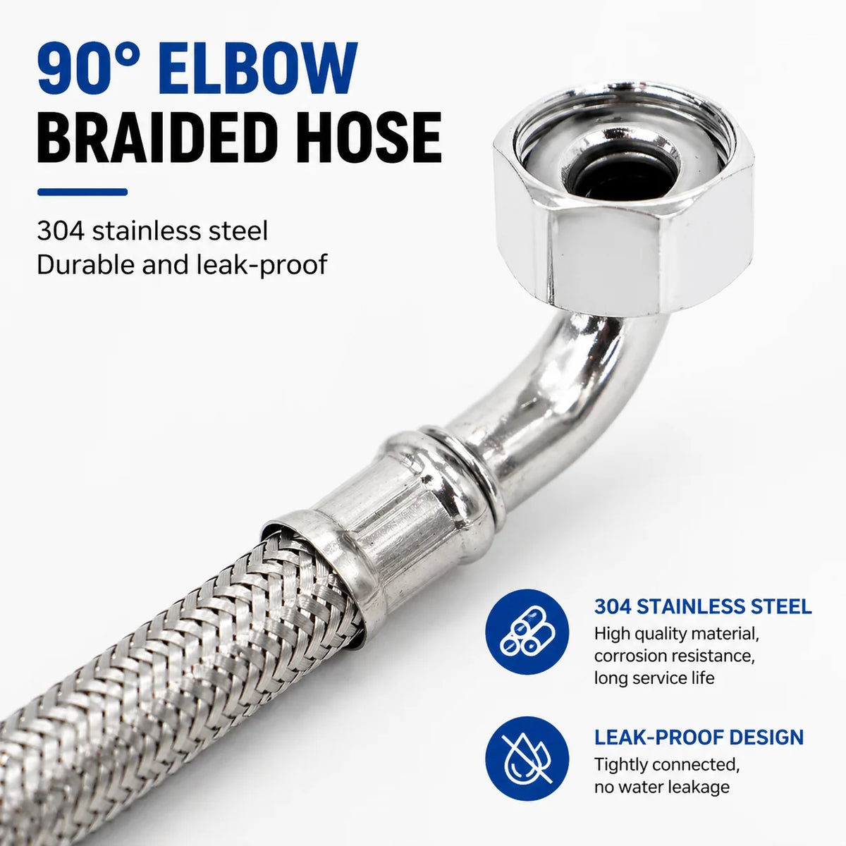 304 Stainless Steel 90° Angle Valve Hose – Toilet & Bathroom Plumbing Angle Valve Hose Richie's