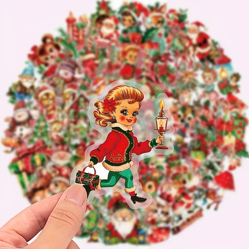 Vintage Christmas Stickers – Reusable, No Residue, Transparent Holiday Craft Stickers Richie's