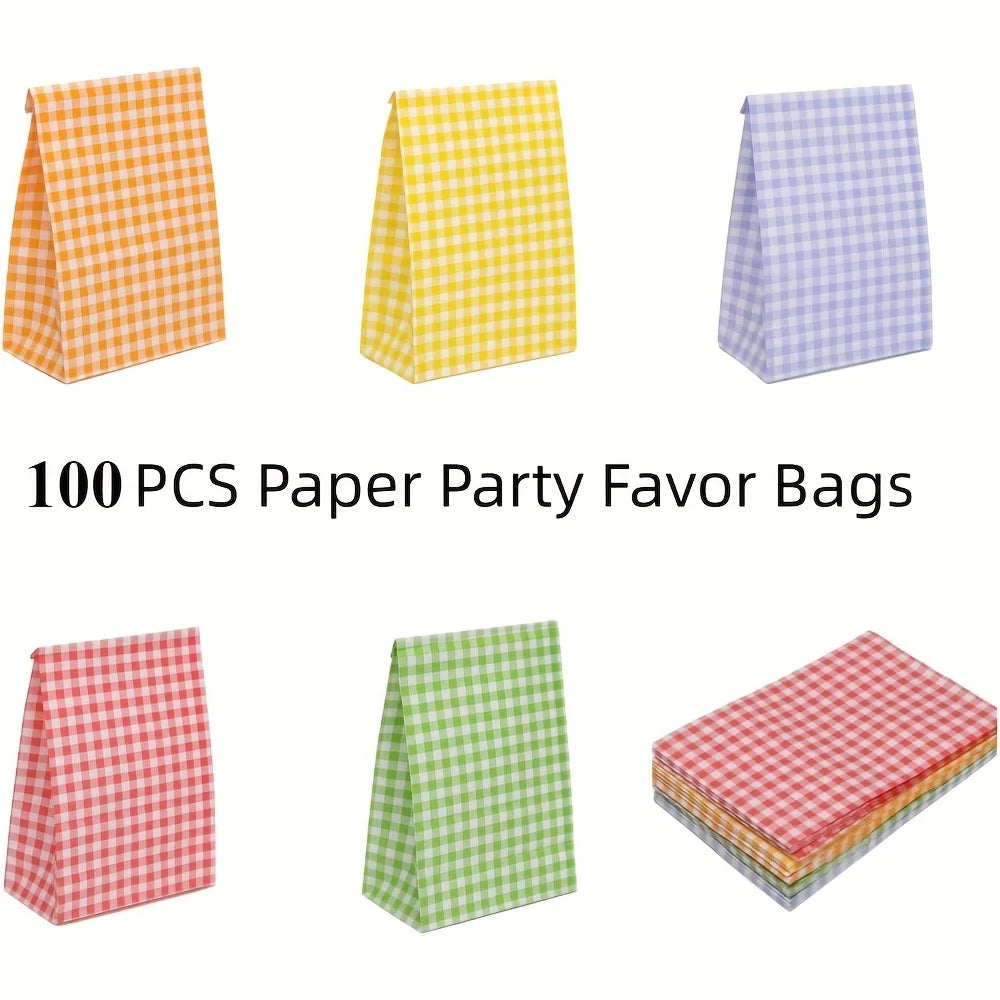 Multicolor Checkered Party Favor Paper Bags 50/100 Pack Party Favor Bags Richie's