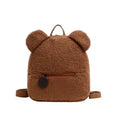 Bear Ear Fleece Backpack for Kids Girls – Cute Plush Daypack Kids Plush Backpack Richie's Brown