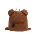 Bear Ear Fleece Backpack for Kids Girls – Cute Plush Daypack Kids Plush Backpack Richie's Brown
