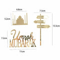 Gold Umrah Hajj Mubarak Acrylic Cake Topper – Party Decor Cake Topper Richie's A1