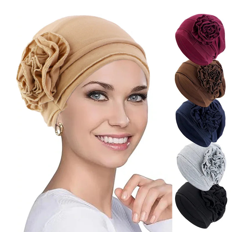 Women Flower Turban Hat Hijab Cap Elastic Head Wrap Bonnet Turban Hat Richie's