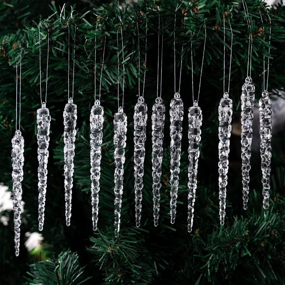 12pcs Clear Acrylic Icicle Christmas Tree Ornaments Set Christmas Ornaments Richie's