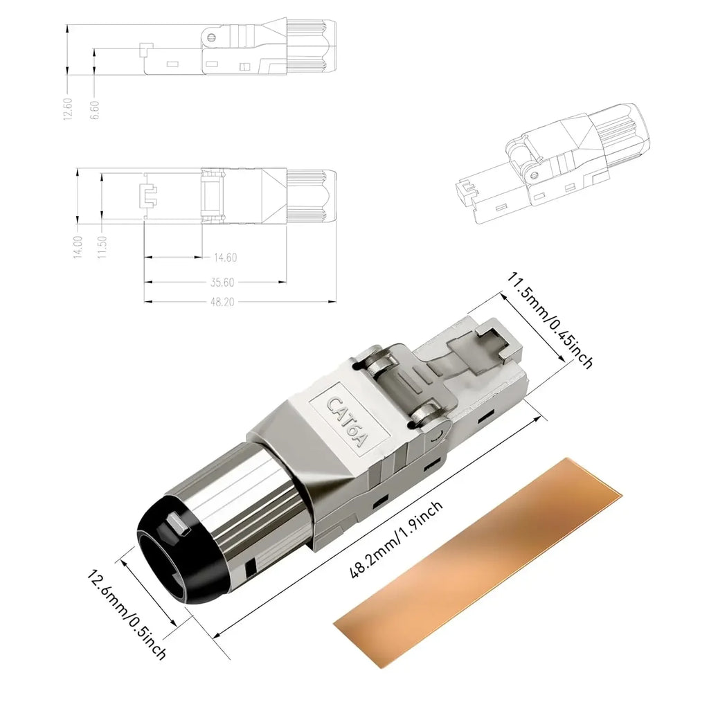 Tool-Free Shielded RJ45 Connectors Cat6A Cat7 Cat8 | 10G RJ45 Network Connector Richie's