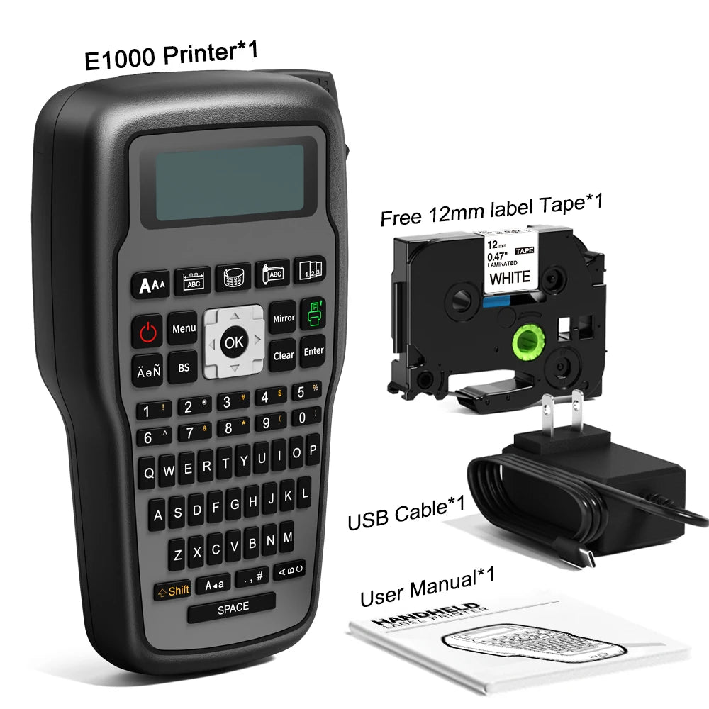 MarkDomain E1000 Pro Industrial Label Maker | TZe Tape Compatible Industrial Label Maker Richie's Grey