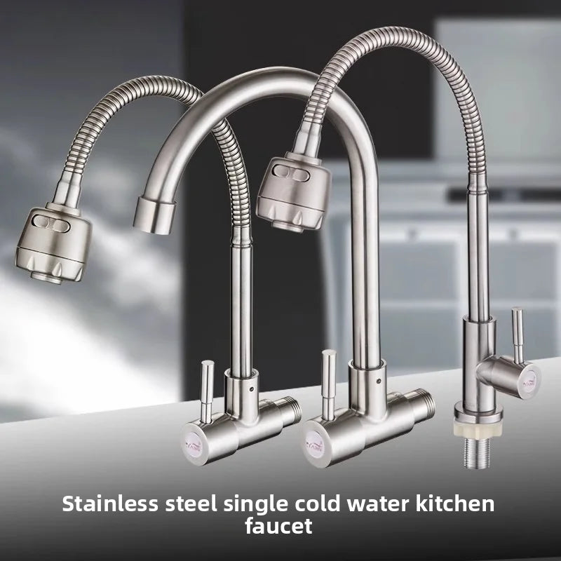 Wall Mount Single Cold Kitchen Faucet – Stainless Steel Sink Tap Kitchen Wall Faucet Richie's