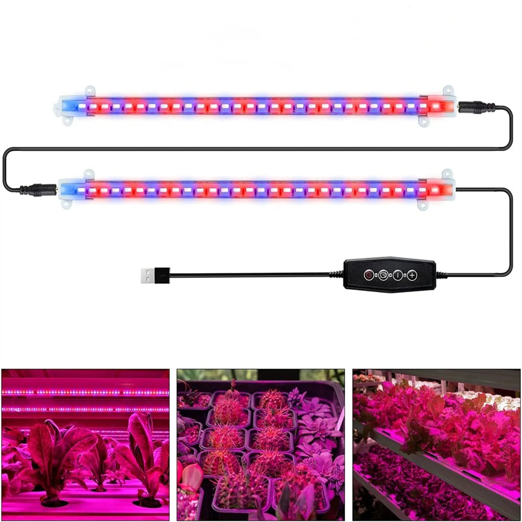 KEBINCPLED LED Grow Light Strip USB 5V 30CM Full Spectrum Dimmable LED Grow Light Richie's 2Heads Red Blue USB No plug
