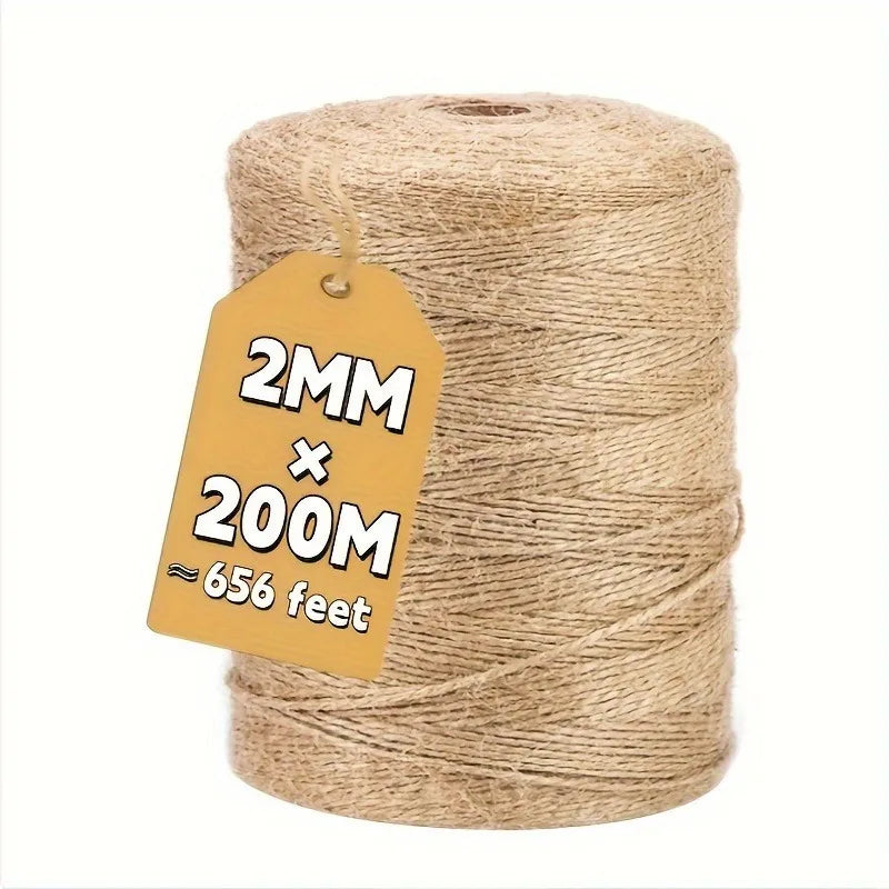 200m x 2mm Heavy-Duty Jute Twine – 656ft Thick Craft String Jute Craft Twine Richie's 1pc
