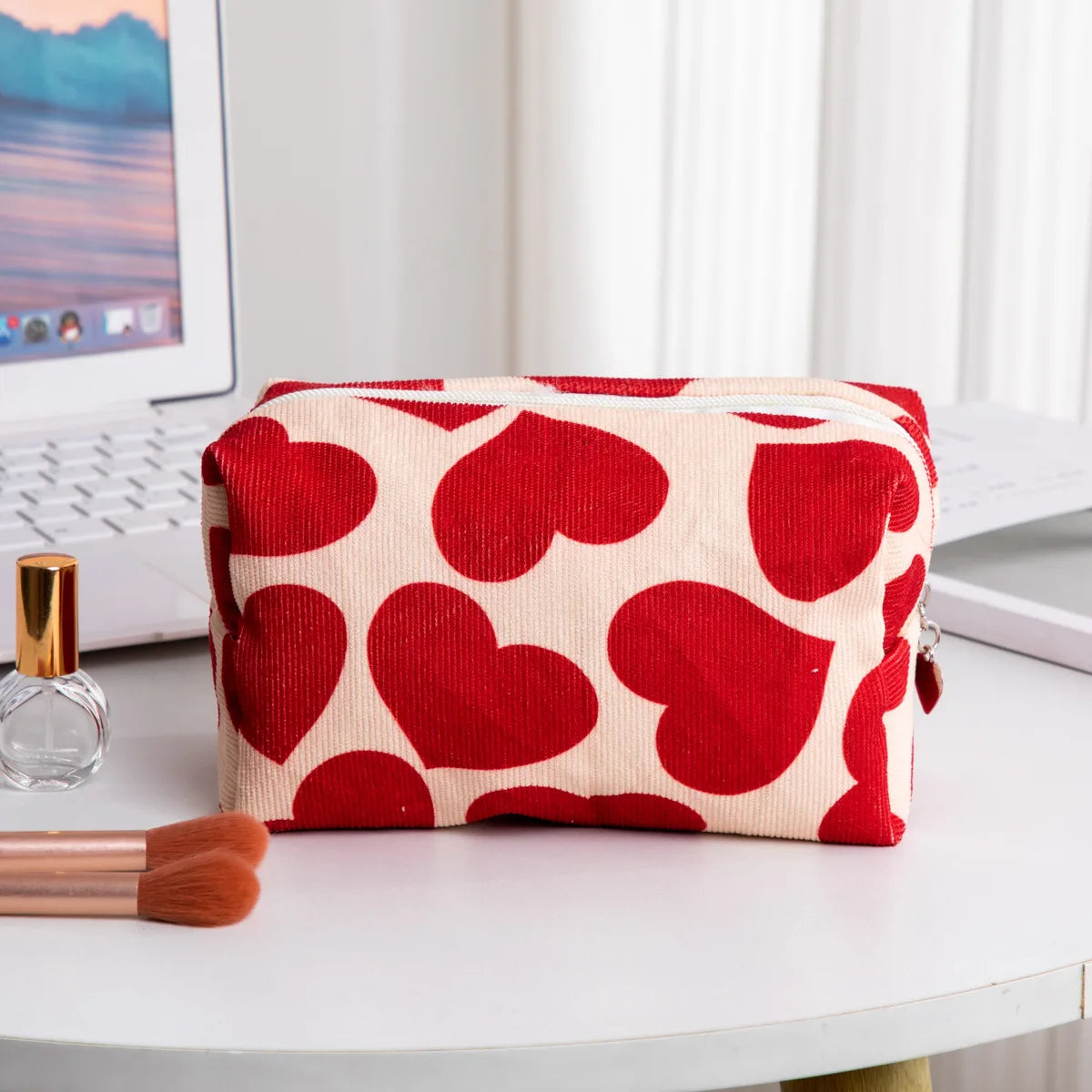 Red Heart Women's Cosmetic Bag – Travel Makeup Organizer Cosmetic Makeup Bag Richie's