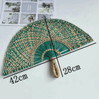 Handmade Natural Seaweed Straw Fan – Boho Semicircular Woven Fan Woven Decorative Fan Richie's D