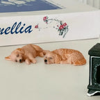 2Pcs Golden Retriever Sleeping Puppy Resin Car Ornaments Resin Dog Figurine Richie's