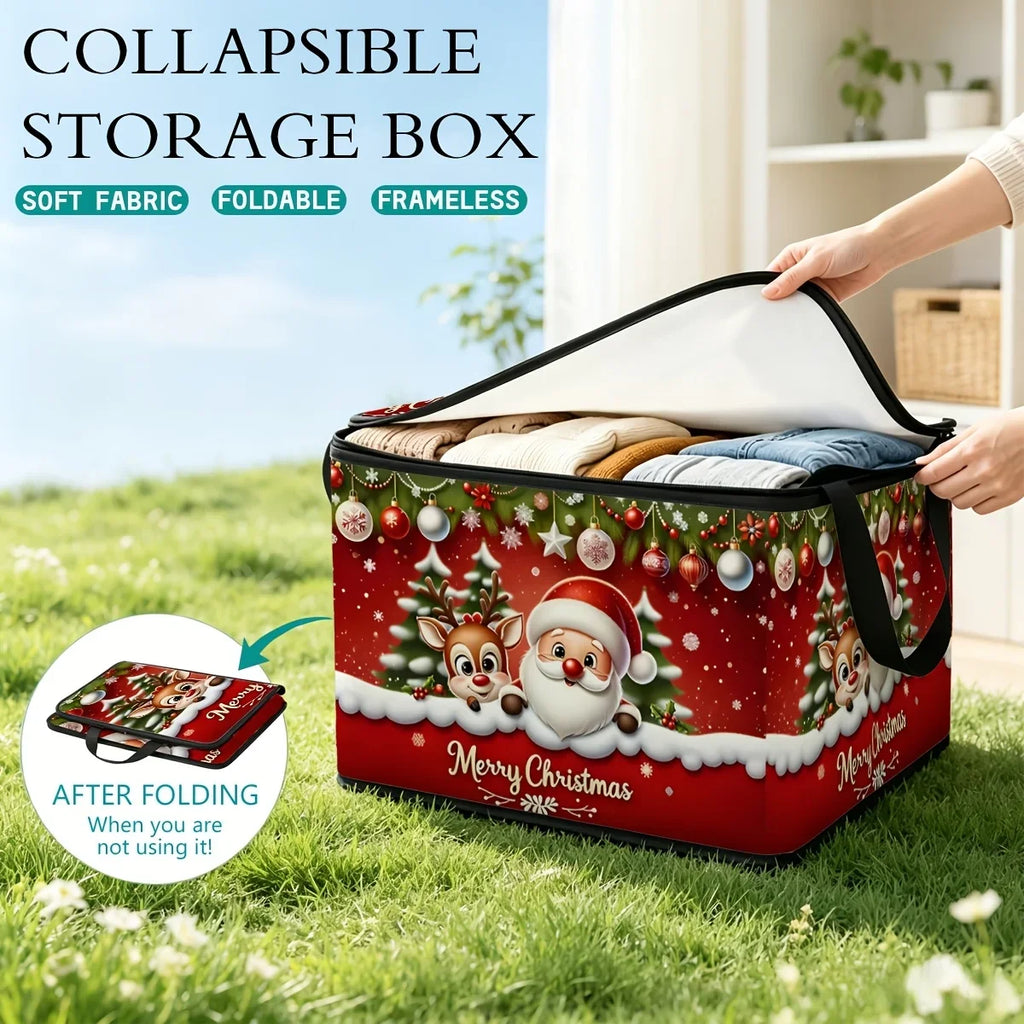 Large Foldable Christmas Storage Box with Lid | Santa Design Foldable Storage Box Richie's