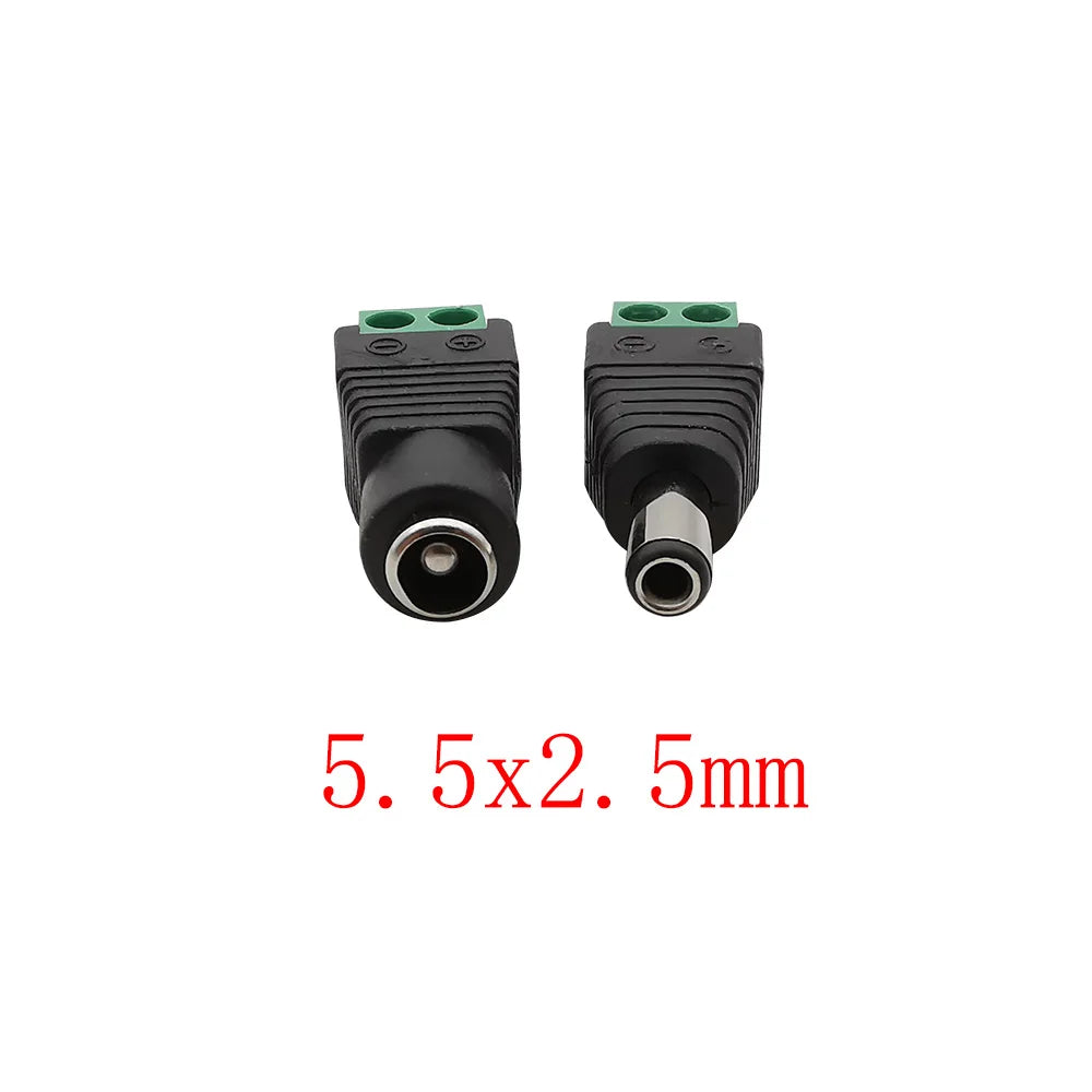 10Pcs DC 12V Solderless Screw Terminal Connectors 5.5x2.1/2.5mm DC Power Connector Richie's