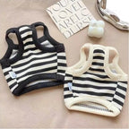 Striped Dog Halter Vest with Leash Ring | Black & White S-L Dog Vest Richie's