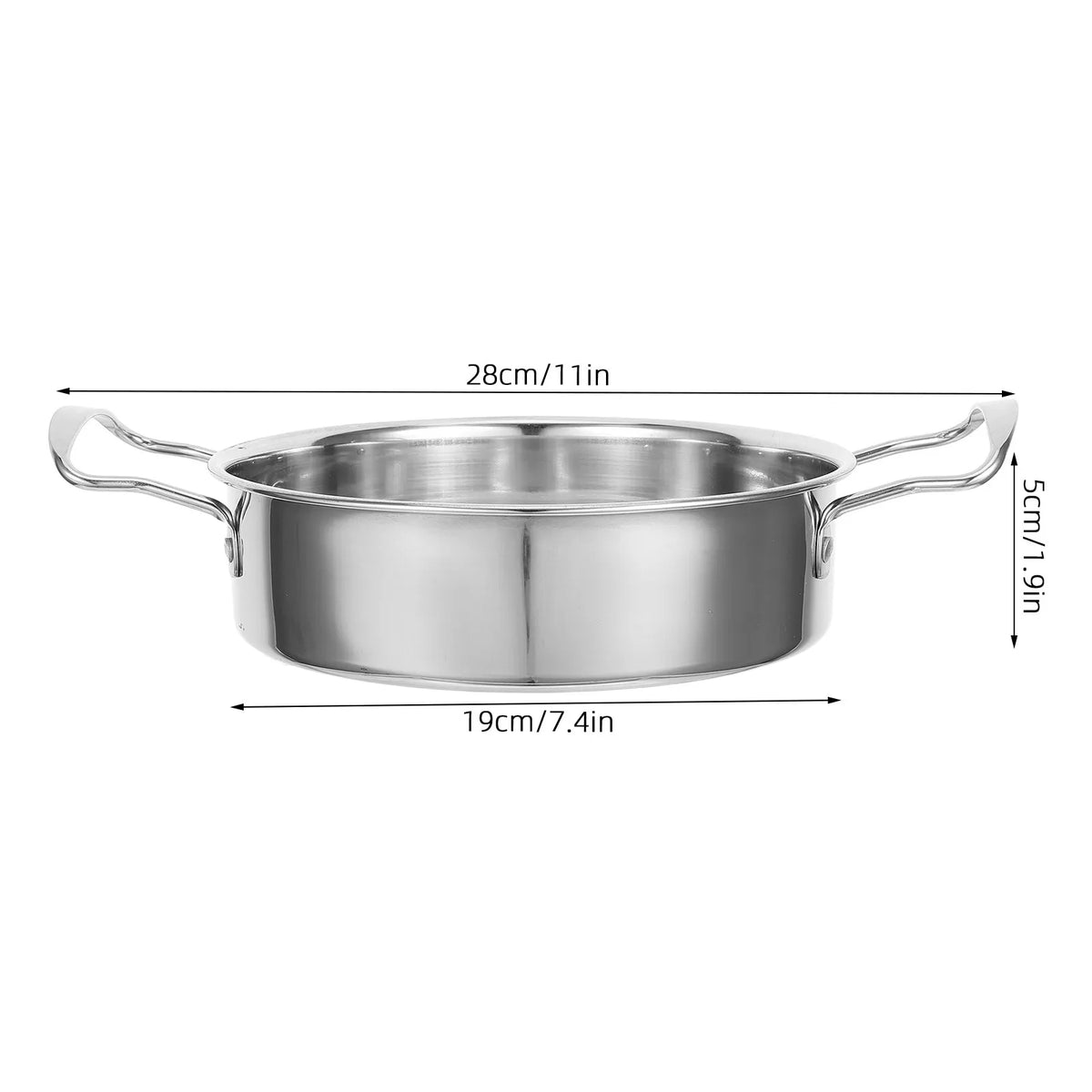 Stainless Steel Paella Pan 7.5" Double Handle Flat Bottom Frying Pot Paella Frying Pan Richie's