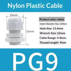 10Pcs IP68 Waterproof Cable Gland PG7 PG9 Nylon Connector Cable Gland Connector Richie's 10pcs PG9 White