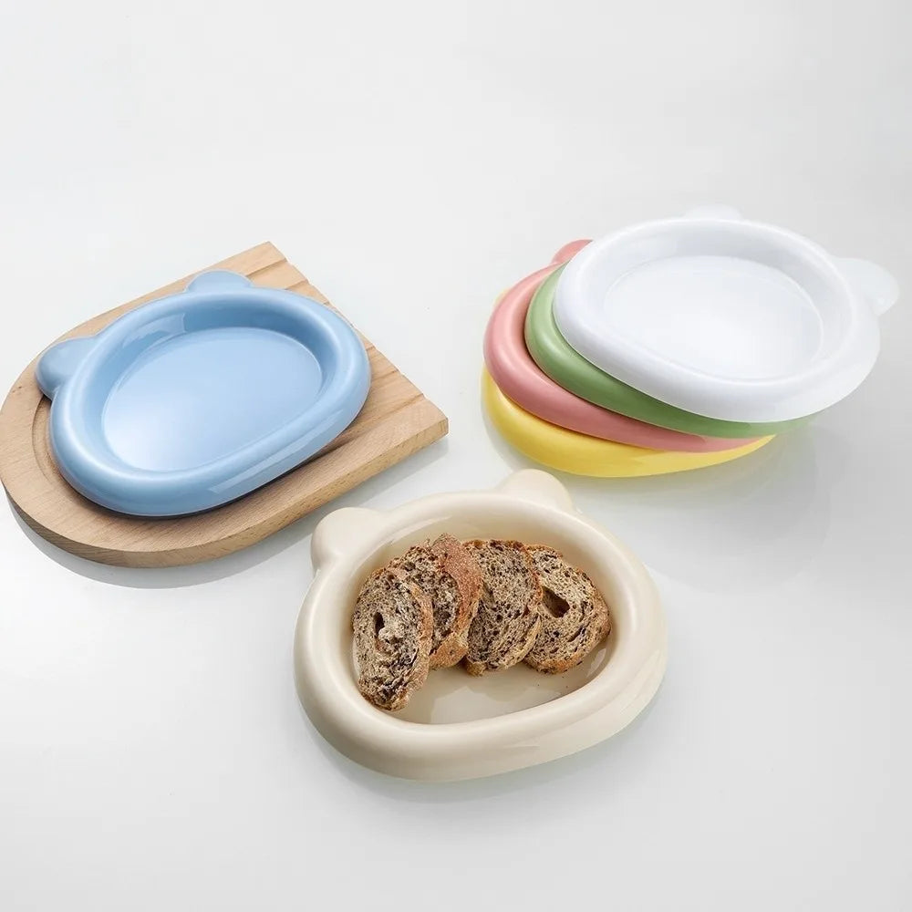Cute Bear PP Plastic Cat & Puppy Food Bowl | Anti-Tip Dish Pet Food Bowl Richie's
