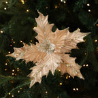 Glitter Poinsettia Artificial Christmas Flower 15cm DIY Decor Christmas Artificial Flower Richie's