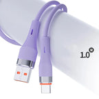 120W USB-A to USB-C Fast Charging Silicone Cable 1M USB-C Charging Cable Richie's Purple 1m