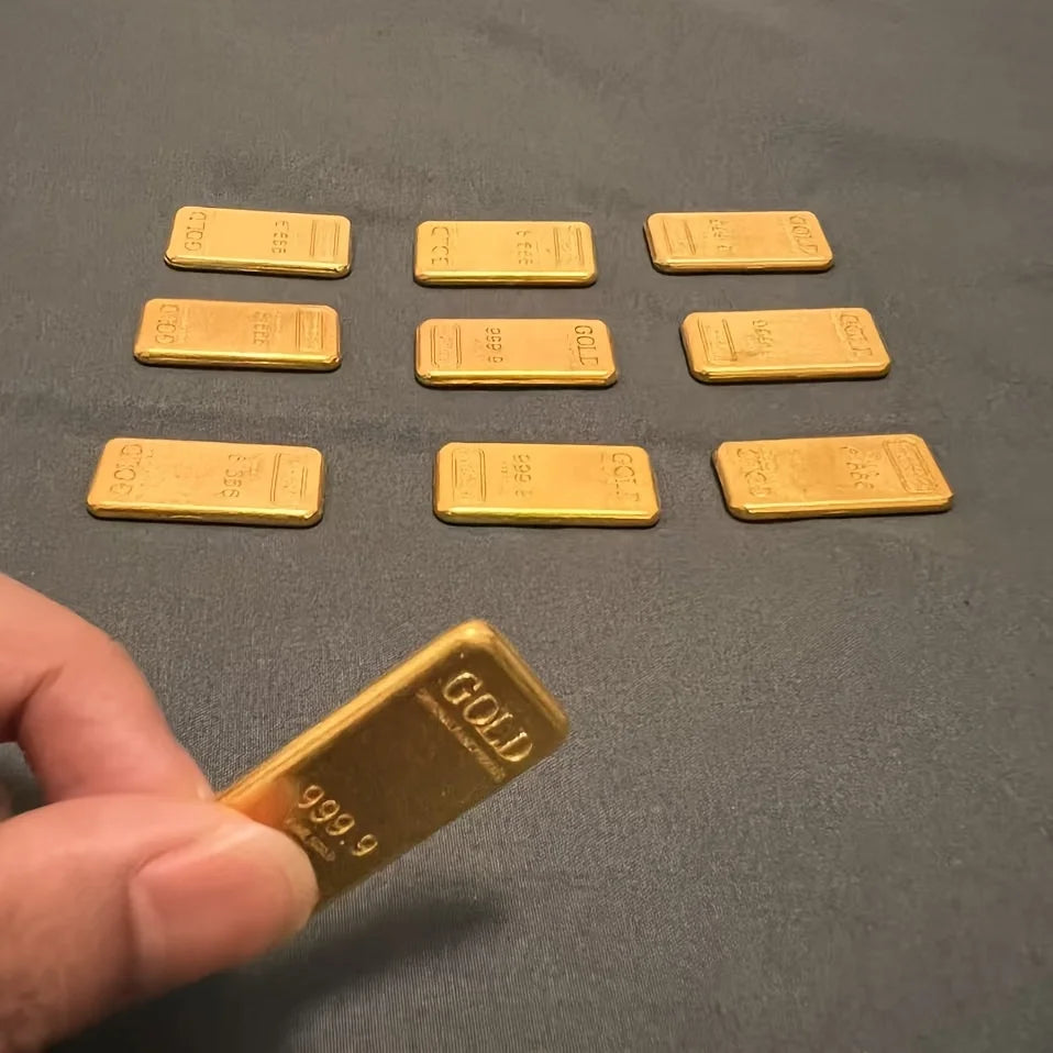 Realistic Gold Bar Replica – Heavy Alloy Metal Home Decor Accent Decorative Replica Richie's