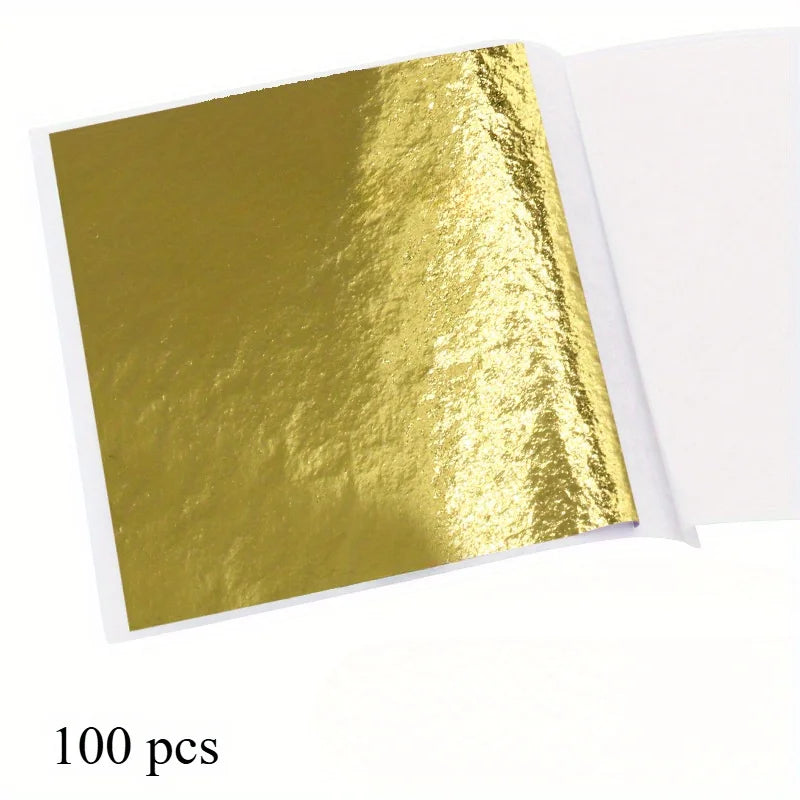 100pcs Gold Leaf Foil Paper for Scrapbooking & Home Decor Foil Craft Paper Richie's Golden 100pcs