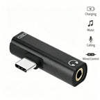 90° USB-C Audio & Charging Splitter Adapter | 2-in-1 L-Shape USB-C Splitter Adapter Richie's Black