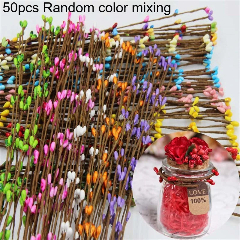50pcs Artificial Berry Branches & Flowers – Spring & Easter Décor Artificial Floral Stems Richie's 50pcs random color