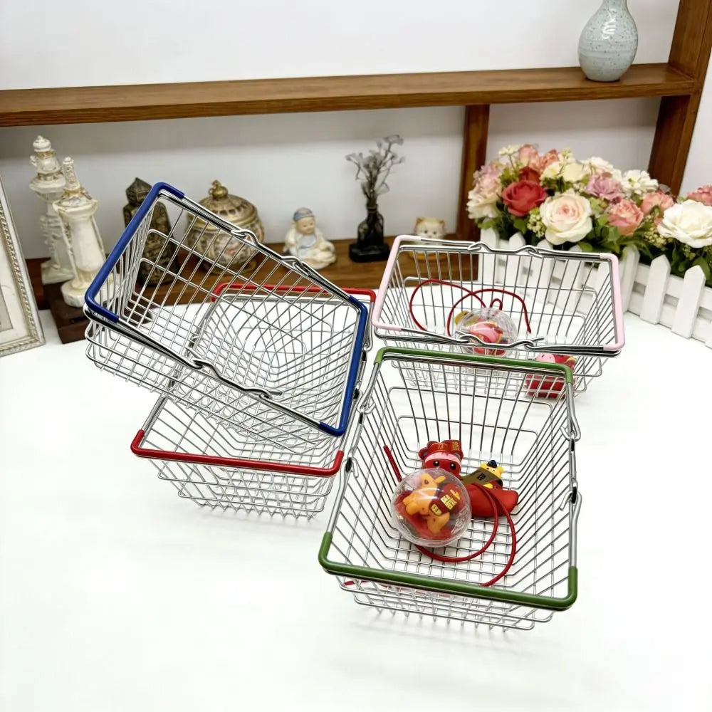 Mini Metal Wire Shopping Basket – Mesh Desk Organizer 2 Sizes Wire Storage Basket Richie's