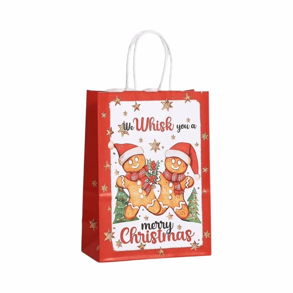 12pcs Kraft Paper Christmas Gift Bags – Gingerbread Man Design Christmas Gift Bags Richie's