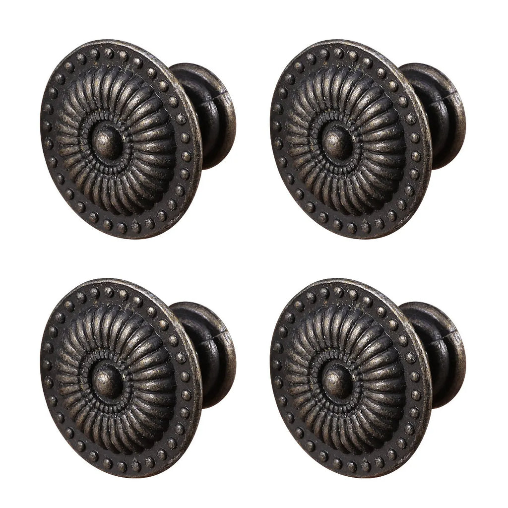 4Pcs Vintage Bronze Cabinet Knobs Retro Floral Drawer Pulls Cabinet Knobs Richie's