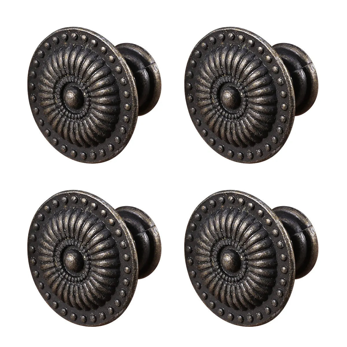 4Pcs Vintage Bronze Cabinet Knobs Retro Floral Drawer Pulls Cabinet Knobs Richie's
