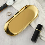 Stainless Steel Oval Storage Tray – Jewelry & Vanity Organizer Metal Storage Tray Richie's S Gold