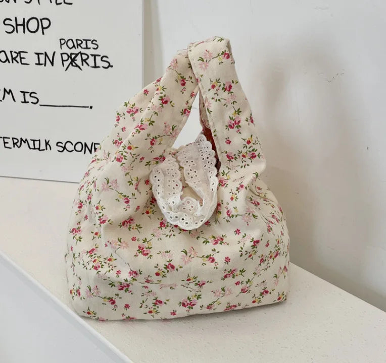 Floral Wrist Bag Women Tote Shoulder Handbag Korean Style Tote Shoulder Bag Richie's Red