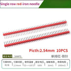 10PCS Color Gilded Pin Headers 2.54mm Single & Double Row Set PCB Pin Headers Richie's Red Iron 10PCS